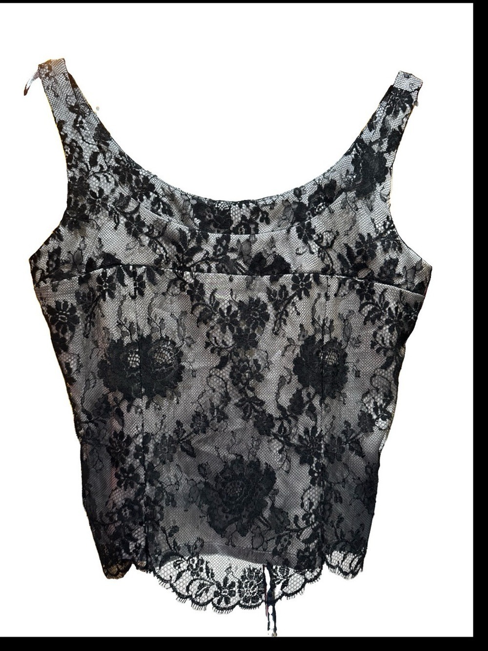 166. Johanne Beck Black Lace and Silk Tank Top NWT